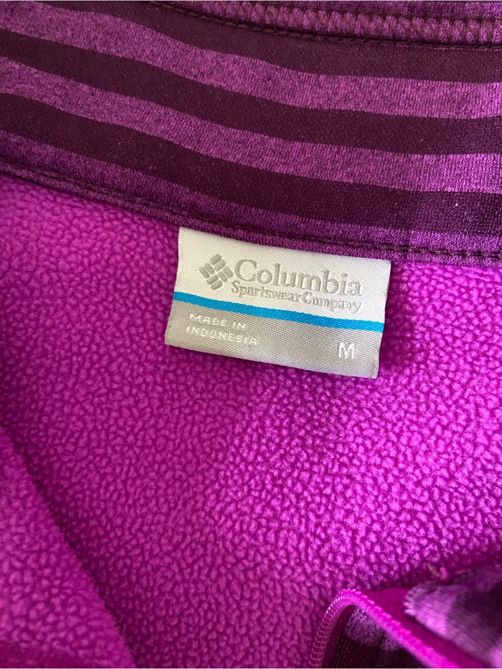 Columbia Purple Striped Quarter-Zip Fleece Pullover Women’s Medium - Picture 2 of 16